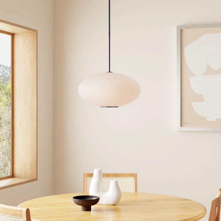 Illusion Dimmable LED Pendant With Oval Shaped Glass Shade, Adjustable Color Temperature