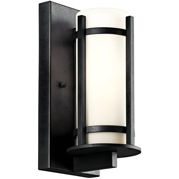 Outdoor Wall Light With Opal Etched Glass - Modern Design For Rustic, Country, And Lodge Décor