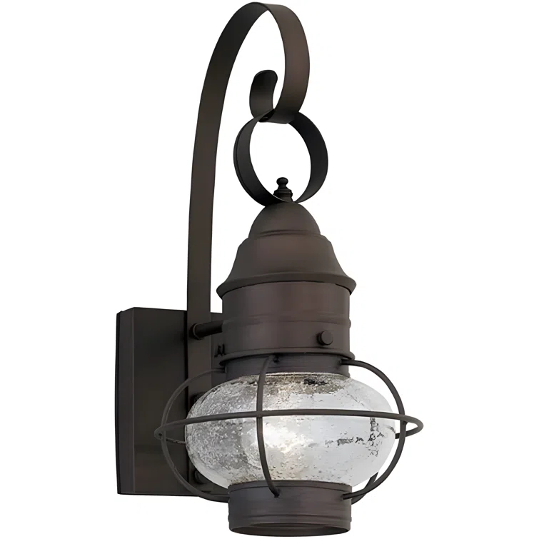 Nantucket Rustic Wall Lantern Sconce - Outdoor Lighting Fixture With Clear Seedy Glass, Durable Steel Construction, And Easy Installation