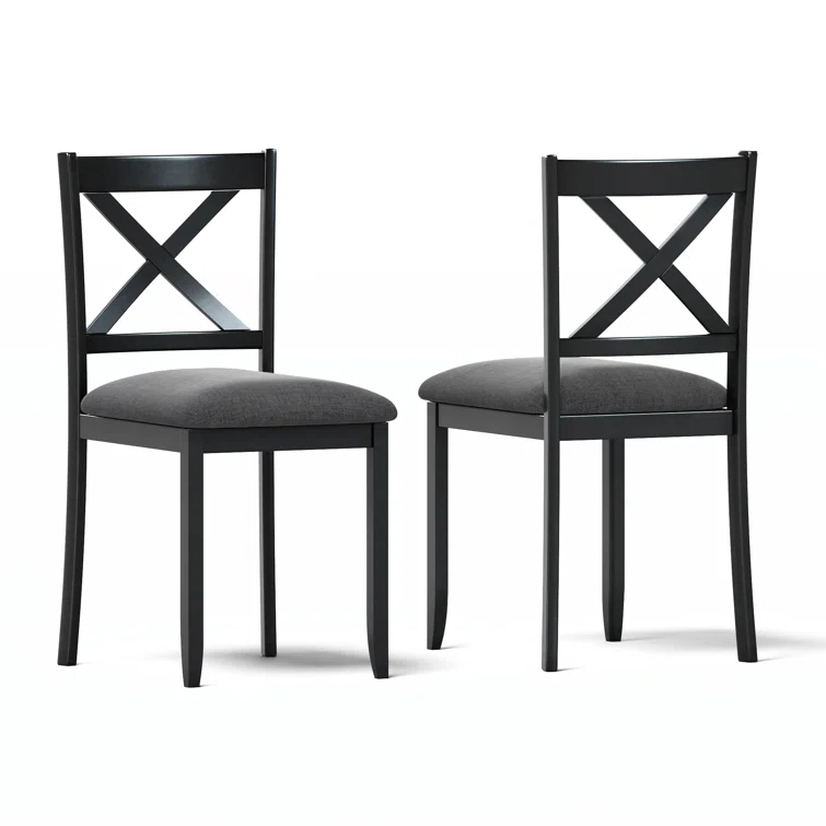 Gracie Oaks Solid Wood Upholstered Dining Chair(Set of 2)
