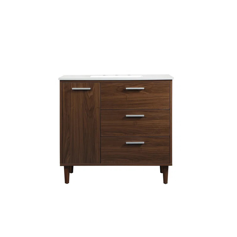 Burnie 36'' Single Bathroom Vanity with Engineered Marble Top
