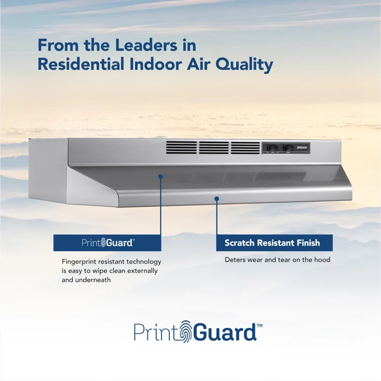 Broan® 36-Inch Ductless Under-Cabinet Range Hood, Stainless Finish