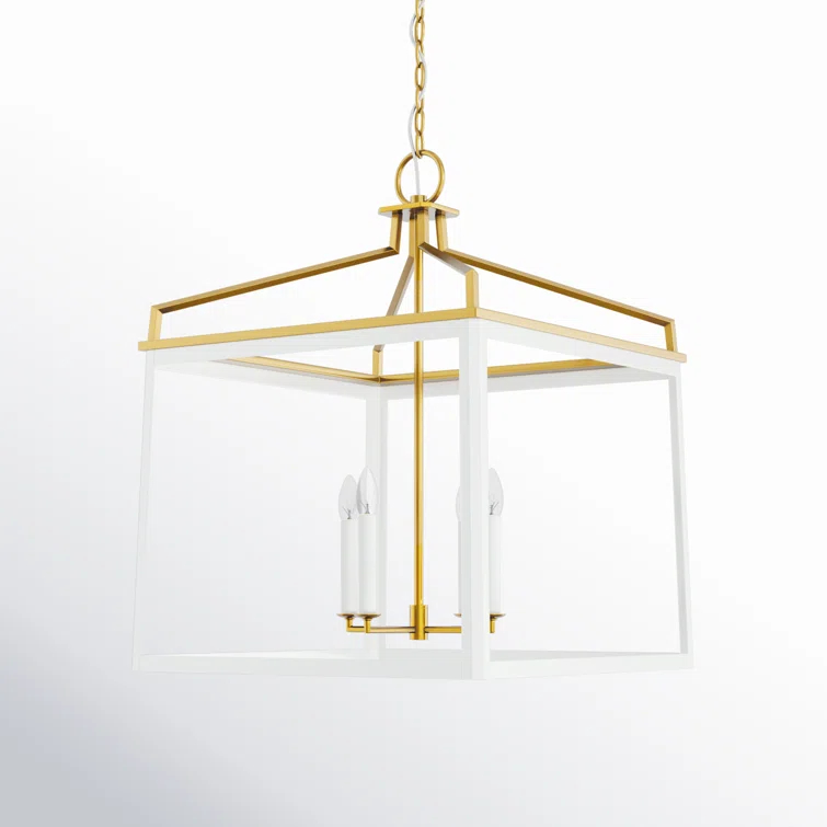 Carlow Traditional Matte White Square Lantern Chandelier