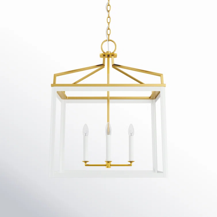Carlow Traditional Matte White Square Lantern Chandelier