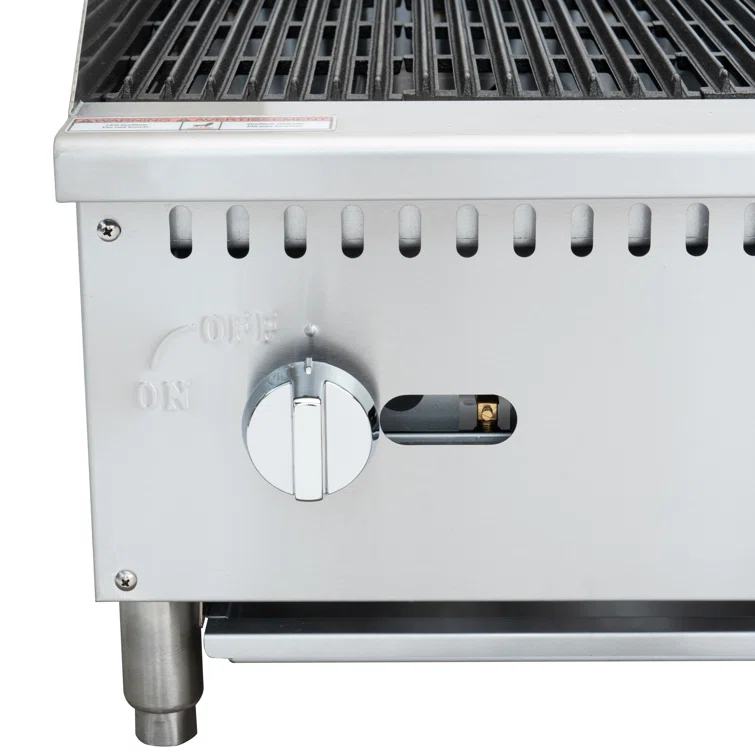 24 in. Commercial 2-Burner Natural Gas Charbroiler with 60,000 BTU in Stainless-Steel (KM-GCB2-24M)