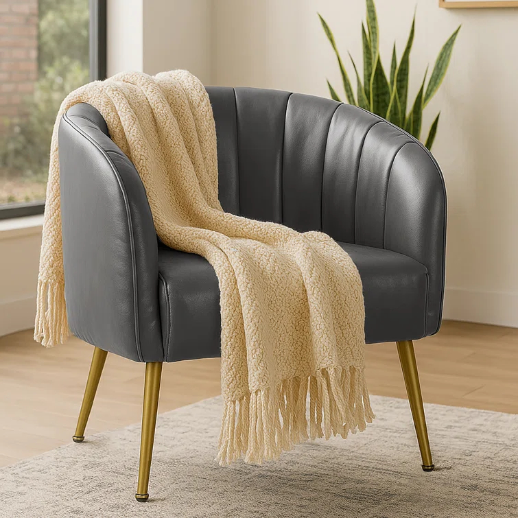 Gjylnaze Faux Leather Barrel Chair