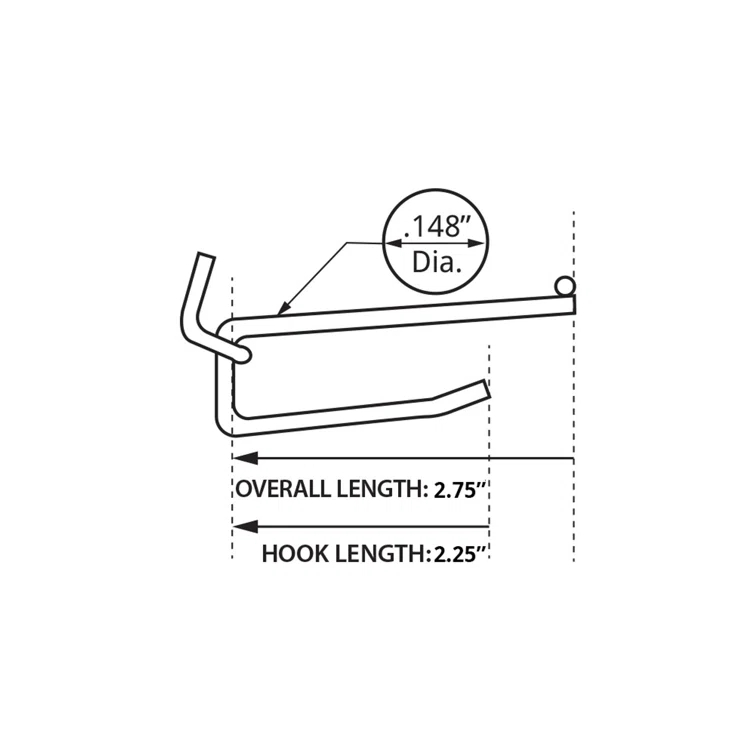 2" Metal Wire Flip Scan Hook .148" Diameter, 50-Pack