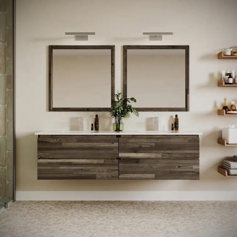 Fresca Formosa 70" Wall Mount Floating Double Sink Bathroom Vanity Base Only - Top and Sink Not Included