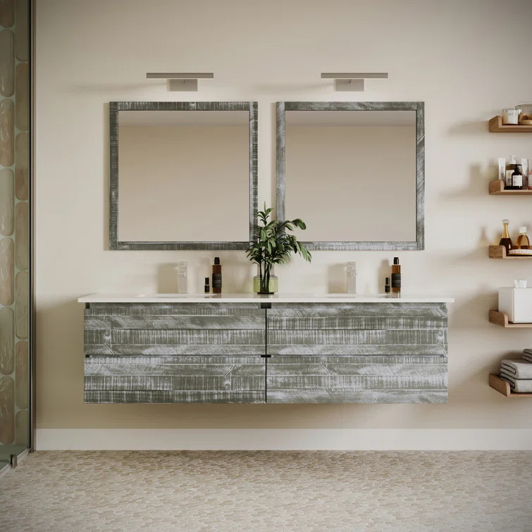 Fresca Formosa 70" Wall Mount Floating Double Sink Bathroom Vanity Base Only - Top and Sink Not Included