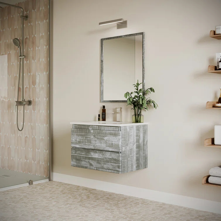 Fresca Formosa 30" Wall Mount Single Sink Bathroom Vanity Set with Top, Sink and Mirror (Faucet Not Included)