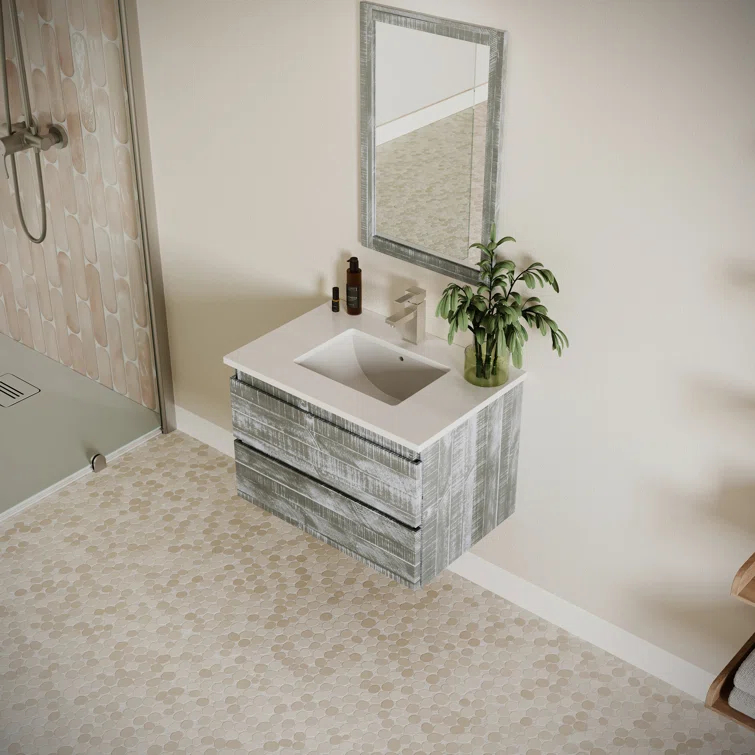 Fresca Formosa 30" Wall Mount Floating Single Sink Bathroom Vanity Set with Top and Sink - Faucet Not Included