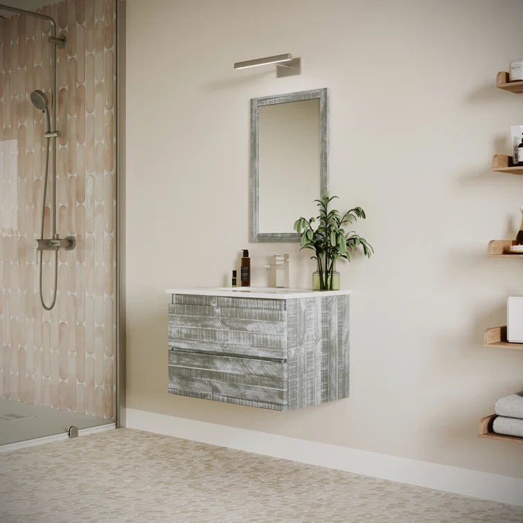 Fresca Formosa 30" Wall Mount Floating Single Sink Bathroom Vanity Set with Top and Sink - Faucet Not Included