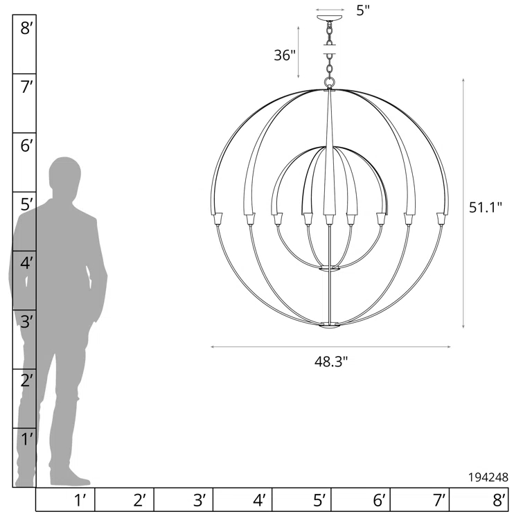 Cirque 12 - Light Steel Dimmable Globe Chandelier