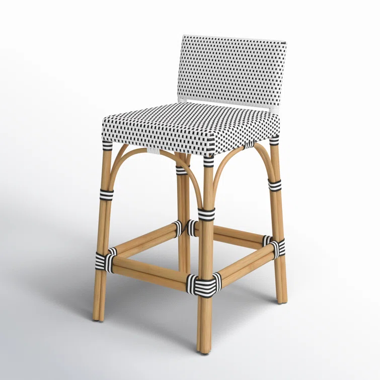 Butler Specialty Serienna Rattan Low Back 24.5" Counter Stool - White/Black