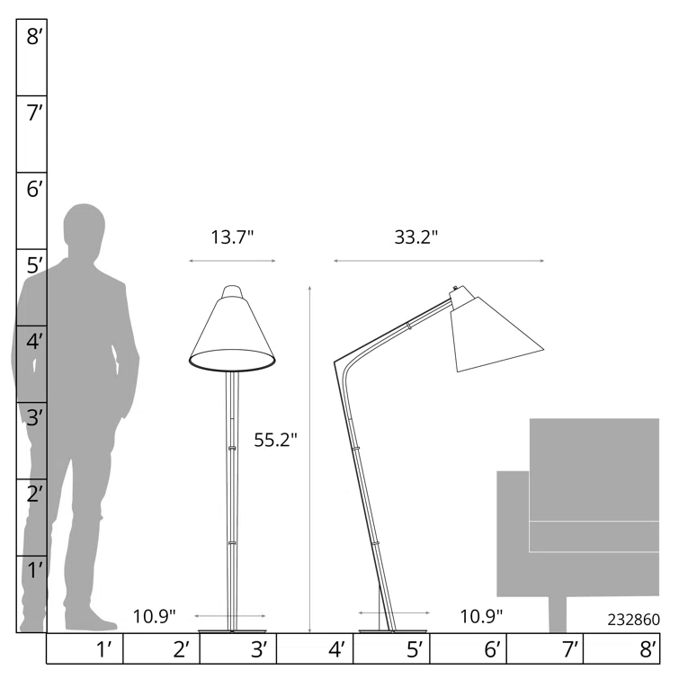 Bronze Flax 55" Tall Floor Lamp with LED Light