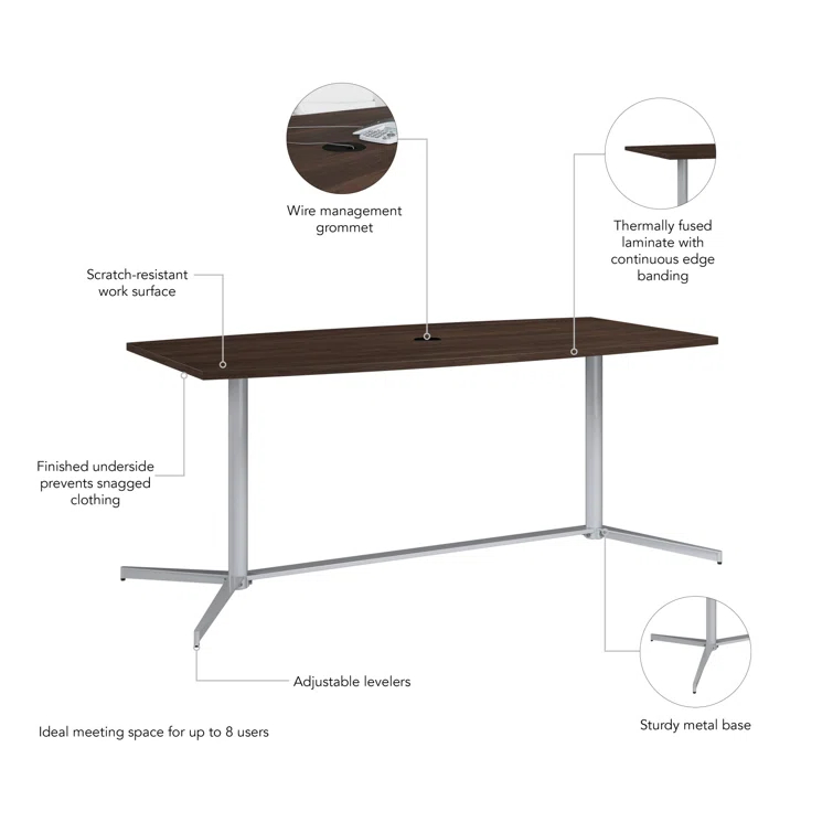Bush Business Furniture Office Conference Table With Metal Base