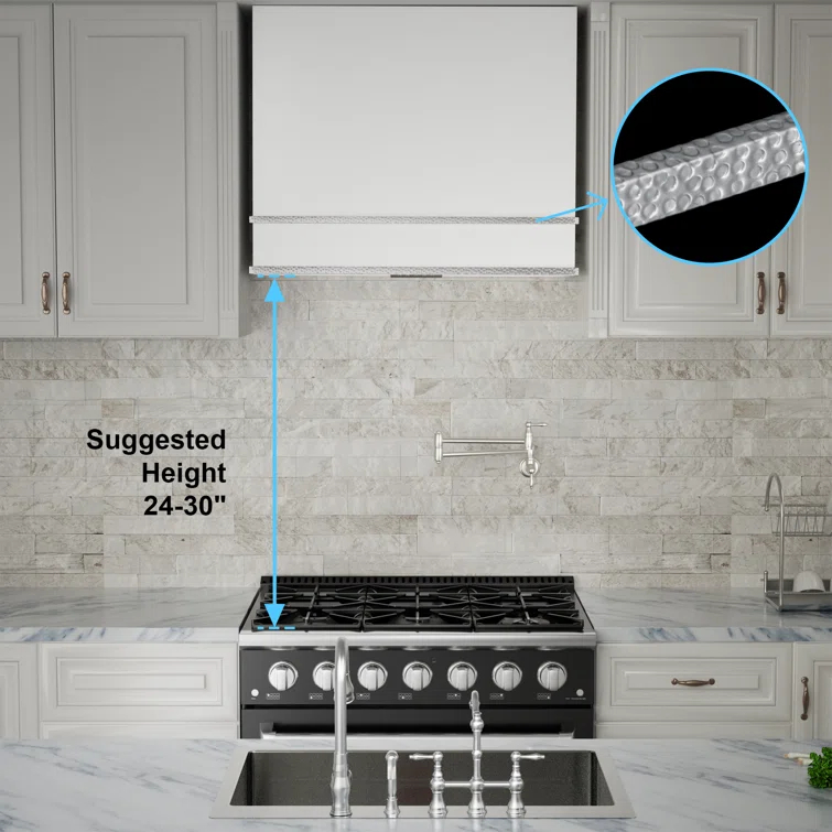 Akicon 36" Stainless Steel 600 CFM Ducted (Vented) Wall Mounted Required Range Hood
