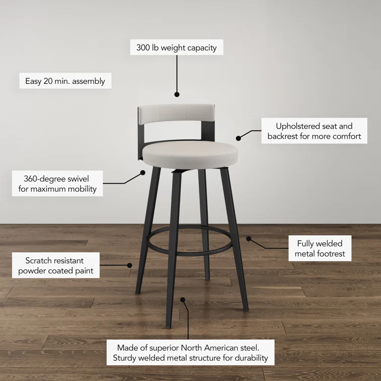 Corda Swivel Upholstered Counter & Bar Stool
