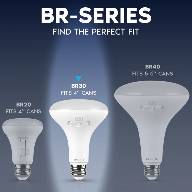 Luxrite BR30 LED Light Bulb =85W 5CCT 2700K 3000K 3500K 4000K 5000K, Dimmable, LED Flood Light Bulb, UL Listed, E26 Medium Base 6 Pack