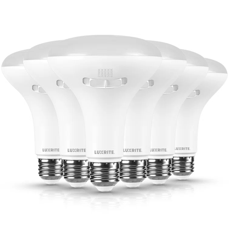 Luxrite BR30 LED Light Bulb =85W 5CCT 2700K 3000K 3500K 4000K 5000K, Dimmable, LED Flood Light Bulb, UL Listed, E26 Medium Base 6 Pack