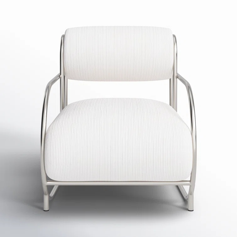 Safavieh Bethann Stainless Steel Frame Accent Chair in White / Silver