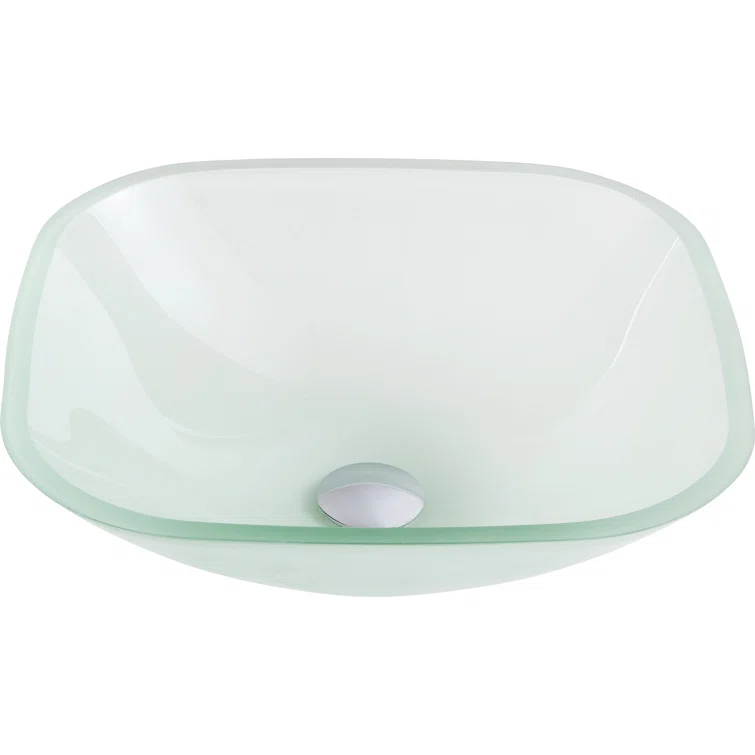 ANZZI LS-AZ8125 ANZZI Victor 16.5'' Matte Clear Tempered Glass Square Bathroom Sink