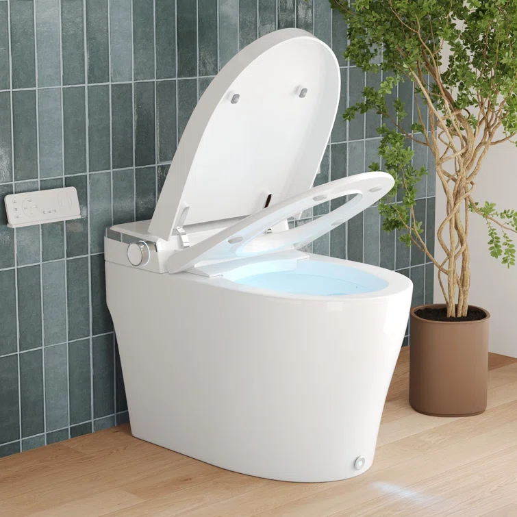 Smart Toilet with Bidet Wash Auto Sensor Flush Kick Flush Heated Seat Warm Wash(Remote Included)