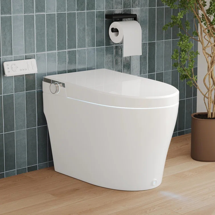 Smart Toilet with Bidet Wash Auto Sensor Flush Kick Flush Heated Seat Warm Wash(Remote Included)