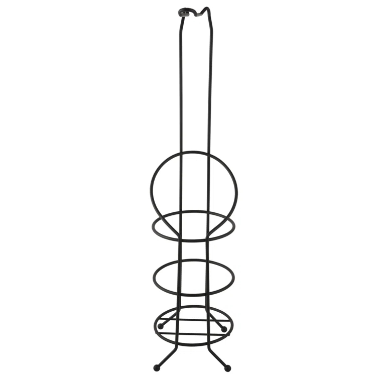 24" Tall - Matte Black Toilet Paper Storage Stand Holder With Reserve