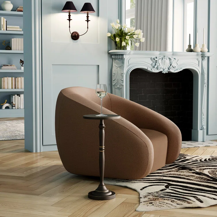 Langford Round Black and Gold Metal Side Table