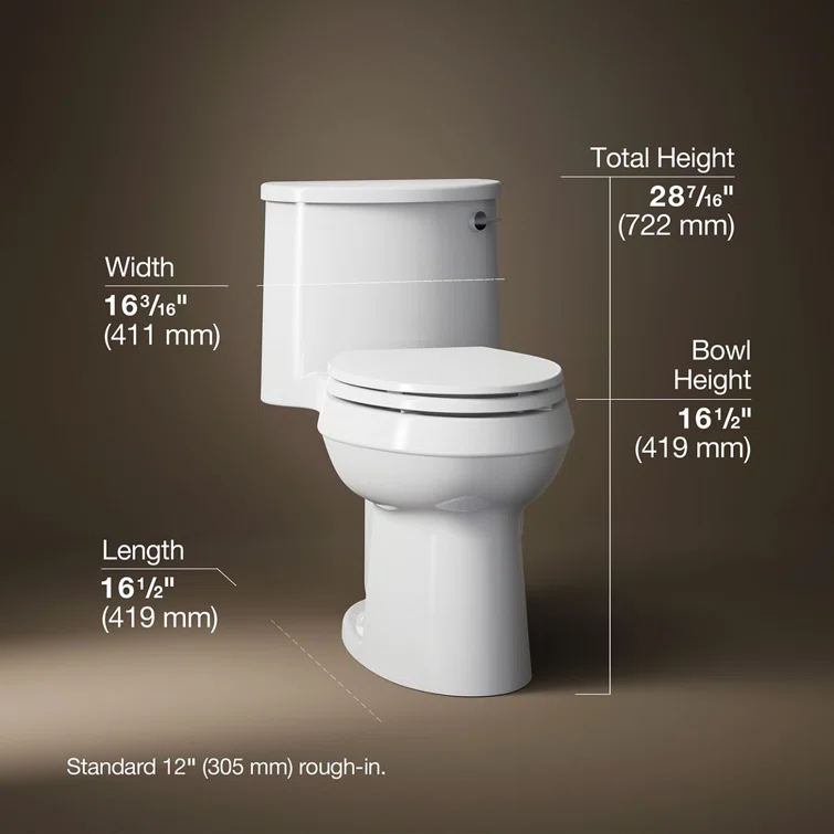 Adair 1.28 GPF Water Efficient Elongated One-Piece toilet (Seat Included)