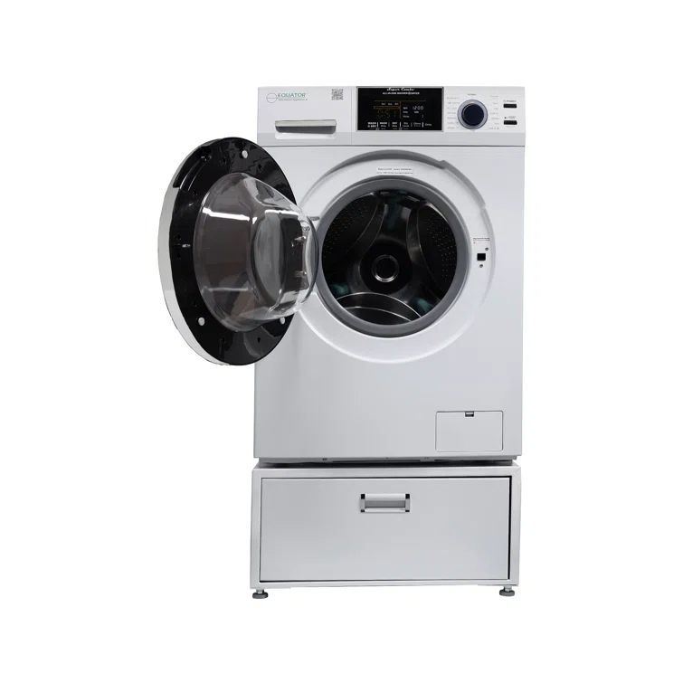 Equator Advanced Appliances Equator All-in-one Washer Dryer Ventless FULLY BUILTIN 0-CLEARANCE 1.62cf/15lbs 110V 1400RPM + Pedestal EZ 4700 C + PDL 4455 White