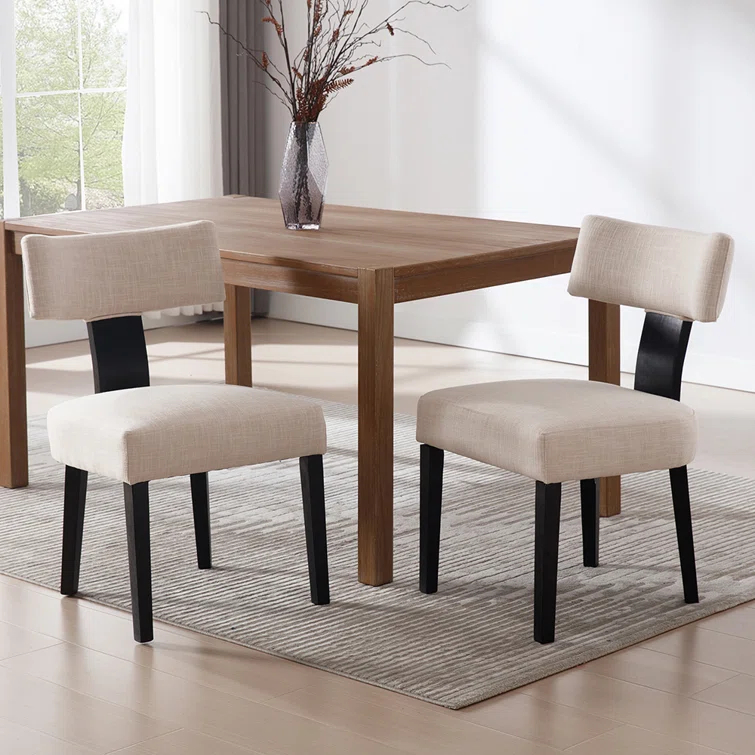 Inelda Mid Century Upholstered Dining Chairs Side Chairs Farmhouse Faux Leather Dining Chair with Wood Legs