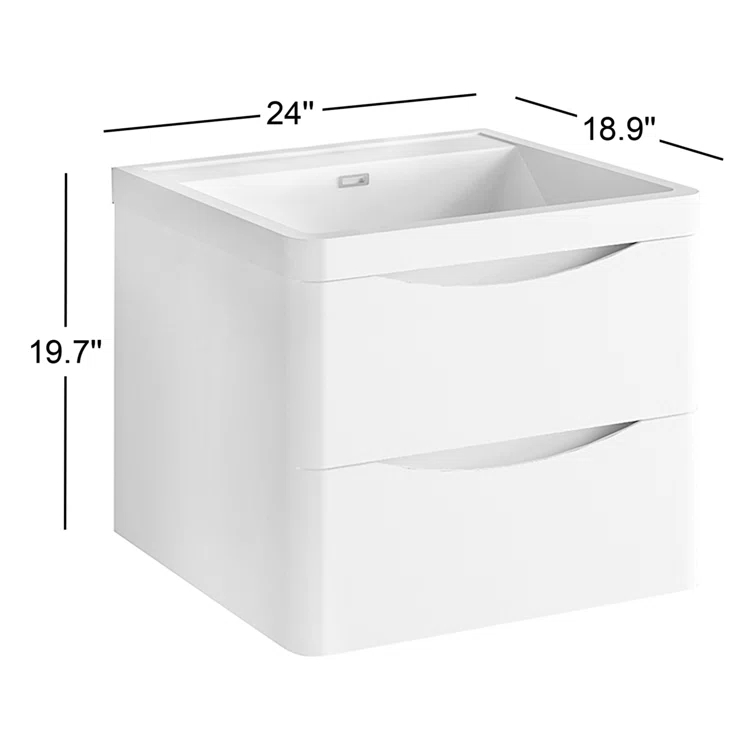 Tuscany 24" Wall Mount Modern Bathroom Vanity with Integrated Single Sink - Faucet Not Included