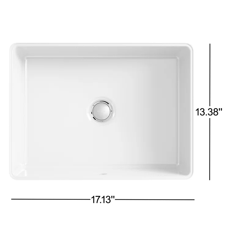 Verticyl 17" Rectangular Under-Mount Bathroom Sink with Overflow Drain