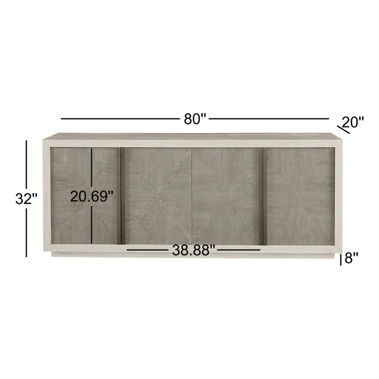 Contemporary Brinkley 80'' Gray-Brown Credenza with Adjustable Shelves