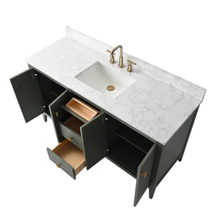 60'' Single Bathroom Vanity with Engineered Marble Top