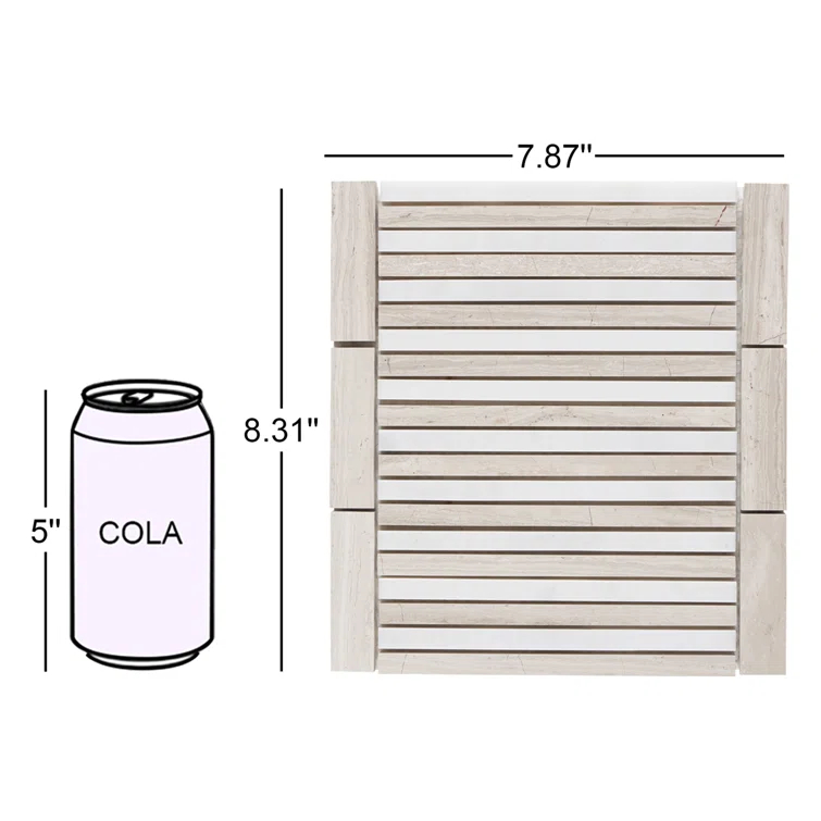 Florey Linear 7.87 in. x 8.31 in. Polished Marble Floor and Wall Mosaic Tile