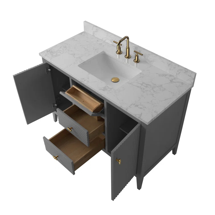 48'' Single Bathroom Vanity with Engineered Marble Top
