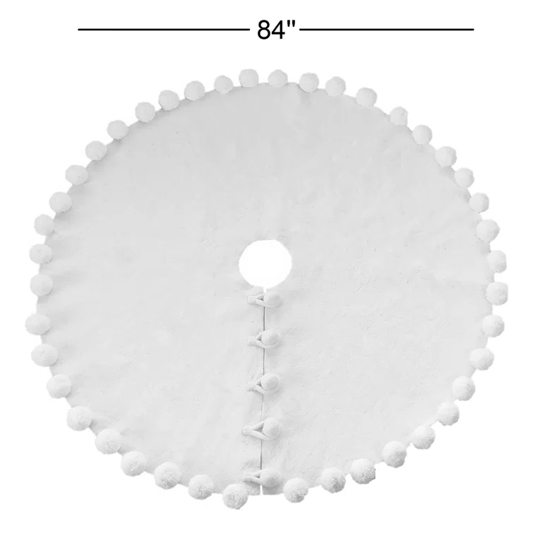 Cream Handmade Wool Felt Pom-Pom Tree Skirt