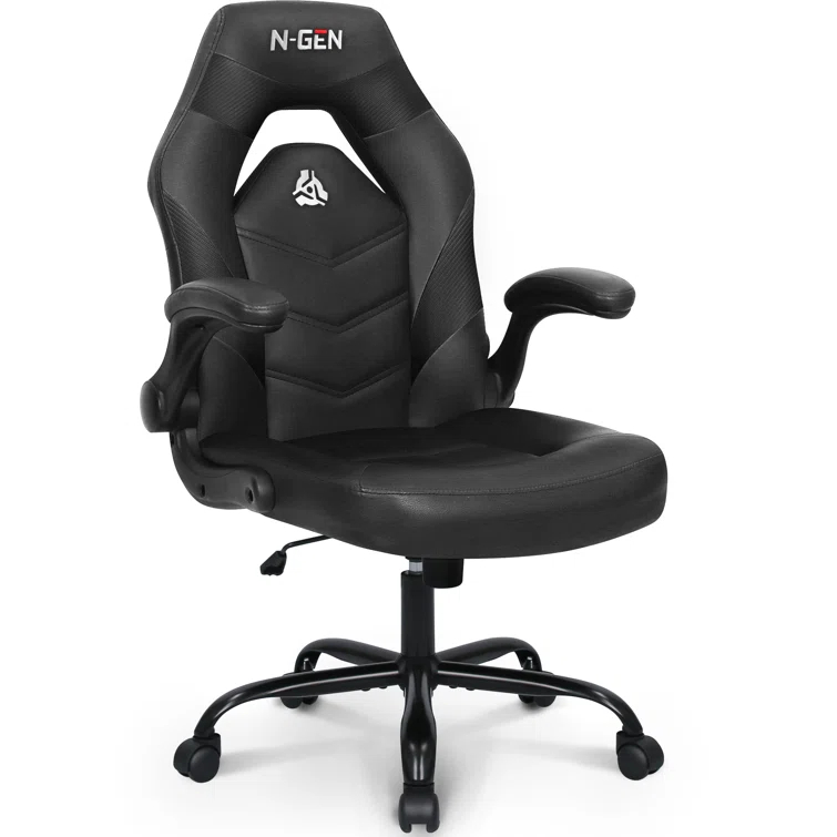 Neo Chair N-GEN Adjustable Ergonomic Faux Leather Swiveling PC & Racing Game Office Desk Chair with Flip-Up Arms