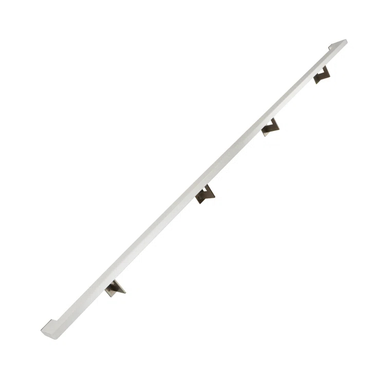Urban Contemporary Handrail Grab Bar Kit, L Steel Brackets, Returns to Wall, Powder Coat