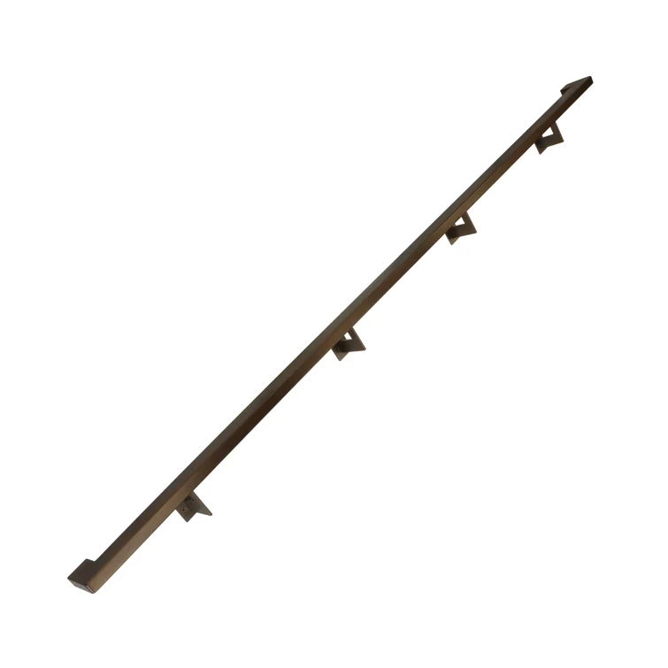 Urban Contemporary Handrail Grab Bar Kit, L Steel Brackets, Returns to Wall, Powder Coat