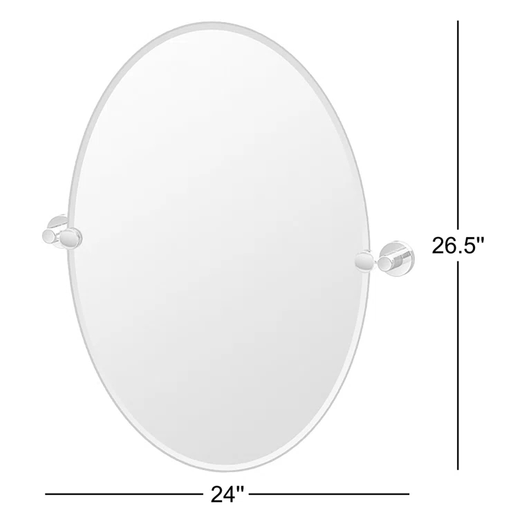 Glam Modern & Contemporary Bathroom Vanity | 26.50"H Frameless Oval Mirror