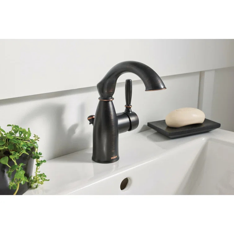 Moen Sarona Single Hole Bathroom Faucet with Drain Assembly and Optional Deckplate