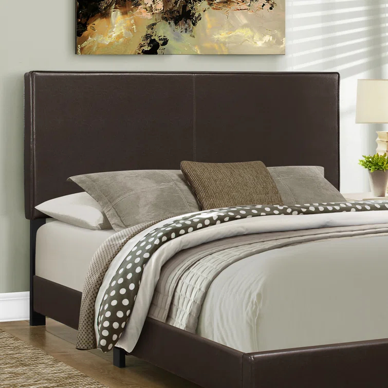 Engelhard Bed, Queen Size, Platform, Bedroom, Frame, Upholstered, Pu Leather Look, Transitional