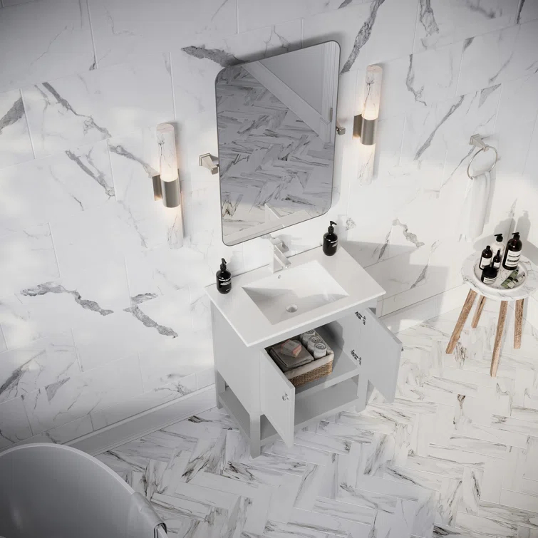 Fresca Manchester 30" Freestanding Single Sink Bathroom Vanity with Integrated Sink (Faucet Not Included)