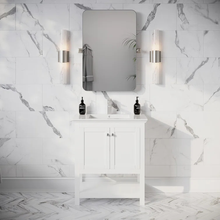 Manchester 30" Freestanding Single Sink Bathroom Vanity with Integrated Sink (Faucet Not Included)