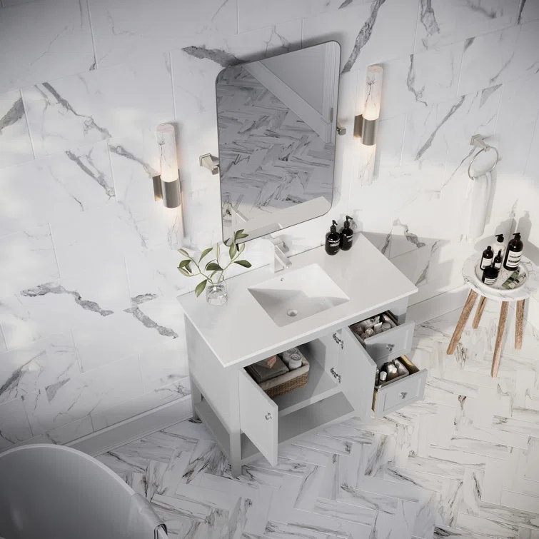 Fresca Manchester 42" Freestanding Single Sink Bathroom Vanity with Integrated Sink (Faucet Not Included)