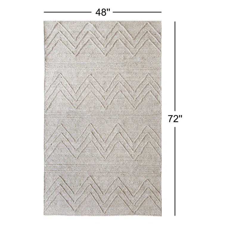 Albans Chevron Handmade Hand-Loomed Jute Area Rug in Ivory